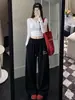 Pantalones de Chándal Casuales de Pierna Ancha para Mujer, Corte Holgado, Tallas Grandes, Cintura Alta, Pierna Recta Holgada, Casual, Caída, Puños