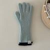 Guantes de Dedos de Punto de Lana para Estudiantes para Pareja para Invierno para Mujer de Color Sólido con Costuras Corea del Sur
