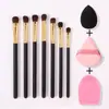 Traje combinado 7 pinceles de sombra de ojos de crin de caballo traje de pinceles de maquillaje limpiador esponja de base huevo traje juego completo en stock