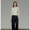 Suéter de punto de manga larga estilo francés UNSPOKE para mujer, jersey de cuello en V, elegante y sofisticado, diseño único, top estilizado
