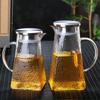 Jarra de Água Quadrada de Vidro com Tampa de Aço Martelado, Jarra Transparente de Grande Capacidade, Jarra Doméstica para Bebidas para Receber Convidados