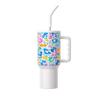 Especial transfronterizo para taza de coche con asa de 40 oz, aislamiento frío, gran capacidad, taza para hielo, tres generaciones, estampado de leopardo 5D, pedido mínimo