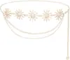 Nuevo estilo cadena de metal decorativa cadena para jeans, moderna cadena de cintura para mujer con colgante incrustado combinada con cinturón fino