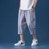 Pantalones Capri de lino de verano para hombre, pantalones cortos deportivos para jóvenes, pantalones rectos sueltos, pantalones casuales de lino y algodón.