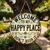 Divertido Inglés Americano Lata Redonda Placa de Aluminio Señal Happyplace Señal de Advertencia Recordatorio Retro Transfronterizo Señal Colgante