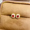 Aretes de Rubí Natural Transfronterizos para Mujer, Accesorios de Nicho de Alta Gama, Joyería de Plata 925, Tamaño 3*4, Venta Directa de Fábrica