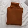 Suéter de gola alta estilo coreano outono precoce moda feminina cor sólida slim fit versátil blusa básica de temperamento top de manga comprida