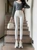 Jeans Blancos Skinny de Cintura Alta Ajustados para Mujer, Pantalones Casuales Tipo Lápiz Elásticos Ajustados para Otoño e Invierno para Mujer, Transfronterizo