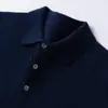 Camisa polo para hombre, suéter de cachemira, tejido de punto de negocios de corte holgado, cuello camisero, nuevo suéter de cachemira transfronterizo, capa base versátil