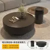 Mesa de Café de Pizarra de Lujo Ligero Italiano, Sala de Estar Sencilla, Apartamento Pequeño, Combinación de Mesa de Té Redonda Minimalista de Gama Alta para el Hogar