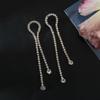 Pendientes de Borla Exquisitos Simples de Pedrería Retro Europeos y Americanos Full Diamond Pendientes Elegantes para Dama Novia Vestido de Noche Banquete Mujer