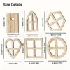 Novo Estilo Decorações de Porta e Janela em Madeira Paulownia Vazada DIY Decorações de Casa em Miniatura Rústica Enfeites de Cena de Natal