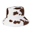 Sombrero de Vaca Nuevo Imitación Piel de Conejo Sombrero de Pescador Estampado Moda Felpa Cálido Sombrero Espeso Celebridad de Internet Estilo Callejero Dulce Sombrero