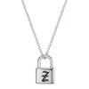 Venta Caliente Transfronteriza Europea y Americana 19mm Candado Grabado Láser 26 Iniciales Personalizadas Colgante de Acero de Titanio Collar de Acero Inoxidable Venta al por Mayor