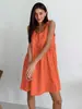Vestido de Algodón y Lino Nuevo de Verano 2026 Europeo y Americano Transfronterizo Sexy Chica Caliente Vestido de Tirantes Vestido Holgado de Algodón y Lino