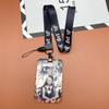 Conjunto de tarjetas periféricas de animación para estudiantes del campus con cordón para colgar en el cuello, deslizante, de plástico rígido, para control de acceso al metro, bolsa para credenciales para hombres