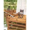 Silla Plegable, Silla de Mimbre para Ocio, Sillón Reclinable, Silla de Balcón de Plástico Rattan, Taburete Plegable para Exteriores, Taburete de Pesca con Respaldo