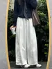 Pantalones Elásticos de Pierna Ancha de Tiro Alto Rosa Suave para Mujer, Estilo Delgado de Verano, Adelgazantes, Pantalones Acortados Casuales Versátiles