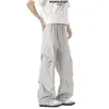 Pantalones casuales de trabajo tipo paracaídas con pliegues estilo americano para la calle, modernos y versátiles, adecuados para actividades al aire libre y para ir al trabajo, de pierna ancha recta, tipo cargo, unisex