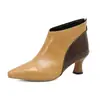 Zapatos de una sola capa con punta a juego de color, estilo europeo y americano, para tobillo, primavera y otoño, zapatos de mujer, zapatos de tacón medio, tallas grandes 40-50, zapatos de comercio exterior, venta al por mayor