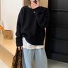 Suéter Pulôver de Gola Redonda com Etiqueta Estilo Coreano para Mulheres, Novo Outono e Inverno Estilo Preguiçoso, Malha Macia Solta e Emagrecedora, Grosso