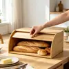 Caja de pan de bambú, gabinete de almacenamiento de pasteles y repostería, caja de almacenamiento de pan de madera para cocina, caja de almacenamiento, al por mayor en stock