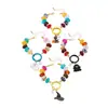 Pulsera de Cuentas de Colores con Colgante de Gato Fantasma y Sombrero de Mago Pulsera Apilable Joyería de Halloween