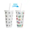 Amazon Transfronterizo Taza con Popote de Gran Capacidad que Cambia de Color Set Nuevo para el Día de San Valentín Taza de Agua de Plástico Taza que Cambia de Color Sensible a la Temperatura
