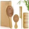 Kit de Massageador Capilar com Ar Quente Amazon Pente Massageador de Bambu Pente com Cauda Pontiaguda Pente para Estilização de Cabelo em Casa