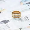 Anillo Nuevo de Acero de Titanio Europeo y Americano Nicho Fila Única Incrustado de Diamantes Patrón de la Gran Muralla Retro Anillo de Alta Gama Joyería de Acero Inoxidable