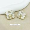 Conjunto Pequeno Botão Estilo Chanel Quadrado Lótus Diamante Óleo Metal Fivela Costurada à Mão Estilo Nacional Casaco Suéter Malha Fivela Decorativa