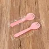 Colher de uso único Garfo de qualidade alimentar embalagem independente Mousse bolo louça Frutas Pesca uso duplo Colher de sorvete atacado