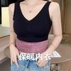 Chaleco Térmico de Encaje con Cuello en V Grueso y Forrado de Felpa para Mujer, para Usar Exteriormente o como Top Interior con Almohadilla en el Pecho, Ropa Interior Térmica Cómoda