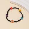 Pulseira de contas de arroz florzinha com cordão elástico, estilo boho para praia e férias, pulseira de margarida para mulheres