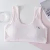 (Exclusivo) Roupa íntima feminina sem costura para estudantes do ensino fundamental, sutiã confortável estilo top pequeno sem aro para meninas em fase de desenvolvimento da puberdade