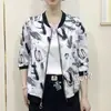 Roupa Versátil de Proteção Solar de Verão com Estampa do Mickey de Manga Longa Xue'Er para Mães, Jaqueta Fina Casual, Jaqueta de Baseball Solta