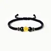 Pulseira de Contas da Sorte com Mantra de Seis Caracteres em Ouro Puro 999, Pulseira Trançada de Obsidiana, Ano do Zodíaco, Atacado de Fábrica