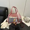 Bolsa de Mão Estilo Doce Coreano 2025 Outono Novo Estilo Pequena Fresca Xadrez Estilo Casual Simples Uma Alça Transversal