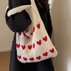 Bolso de Hombro de Punto Color Sólido Estilo Coreano Ins, Bolso de Mano Hueco, Bolso Tote de Gran Capacidad, Bolso Cruzado para Mujer