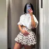 Para Comércio Exterior Transfronteiriço Europeu e Americano Roupas Femininas Aliexpress Mais Vendidas Verão Retrô Versátil Poá Floral Saia Curta