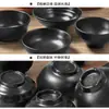 Juego de Vajilla de Melamina Plástico Tazón Pequeño Tazón para Condimentos Restaurante Comercial Taza Imitación Porcelana Negra Cuchara Tazón Pequeño para Sopa Tazón para Arroz