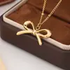 Moda Transfronteiriça Laço Aço Inoxidável Banhado a Ouro Colar Design Personalizado Versátil Corrente para Clavícula Feminina Atacado