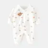 Mameleco de una pieza para recién nacido, Mono de bebé sin costuras, Ropa de algodón puro estilo monje para recién nacidos de otoño e invierno, Traje para gatear con velcro Ropa para bebé