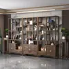 Prateleira de Exibição de Madeira Maciça, Estante de Armazenamento Estilo Chinês Totalmente em Madeira Maciça, Decoração para Sala de Chá do Escritório, Divisória de Madeira de Olmo, Conjunto Completo de Armários de Exibição e Armazenamento
