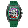 Reloj deportivo de hombre con forma de barril hueco de cuarzo, disponible en stock transfronterizo, con esfera deslumbrante de alta gama y correa de silicona