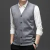 Nuevo Chaleco Cardigan de Punto Grueso Otoño/Invierno para Hombres de Mediana Edad y Jóvenes, Chaleco sin Mangas Cuello en V, Ropa de Punto Cálida