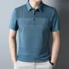 Camiseta de manga corta de verano para papá camisa polo a rayas para hombres de mediana edad cuello solapa casual holgada top para hombre venta al por mayor