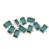 Brincos de pingente de colar retangulares de vidro colorido banhados a ouro 18K real, anel duplo, acessórios de joalheria semiacabados