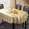Mantel Rectangular Chapado en Oro, Impermeable, Resistente al Aceite, Lavable, PVC Resistente al Calor, Estilo Nórdico de Lujo Ligero, Mantel de Mesa de Café/Comedor de Gama Alta