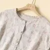 Camiseta de Manga Corta de Algodón y Lino de Talla Grande para Mujer, Nueva de Verano, Camisa Ruffled Casual Artística Retro Vintage
